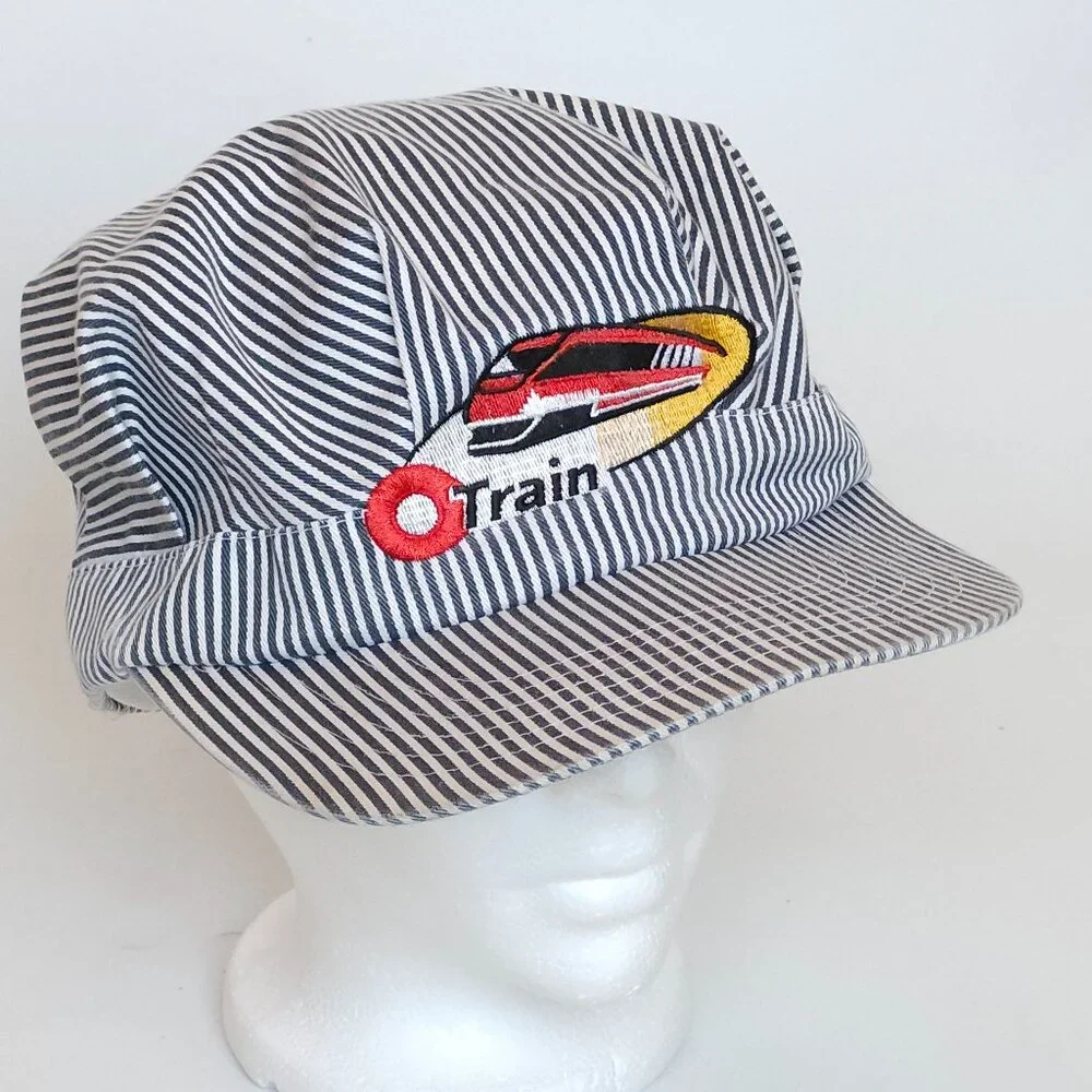 OTTAWA O-Train Hat OC Transpo Conductor Hat Hickory Stripe Embroidered - Picture 1 of 9